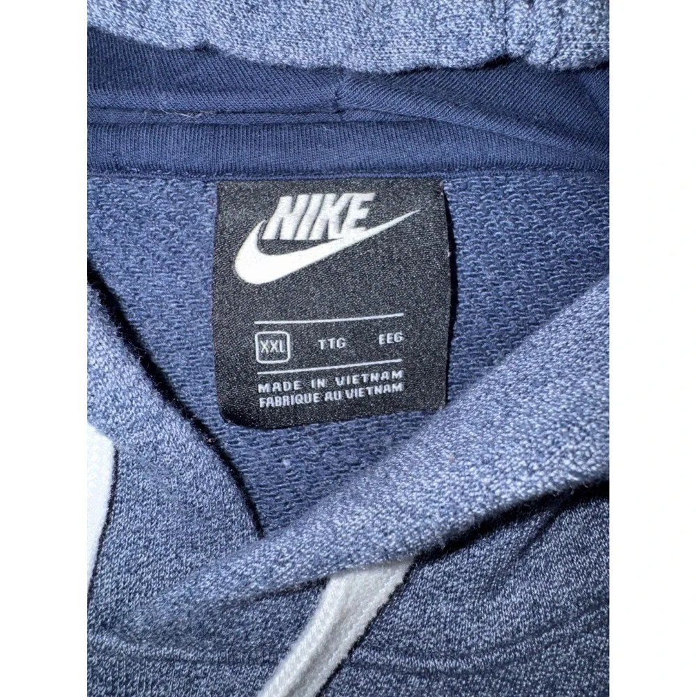 Nike Mens XXL Blue Heathered Graphic Pullover Hoodie Swoosh Logo Sportswear